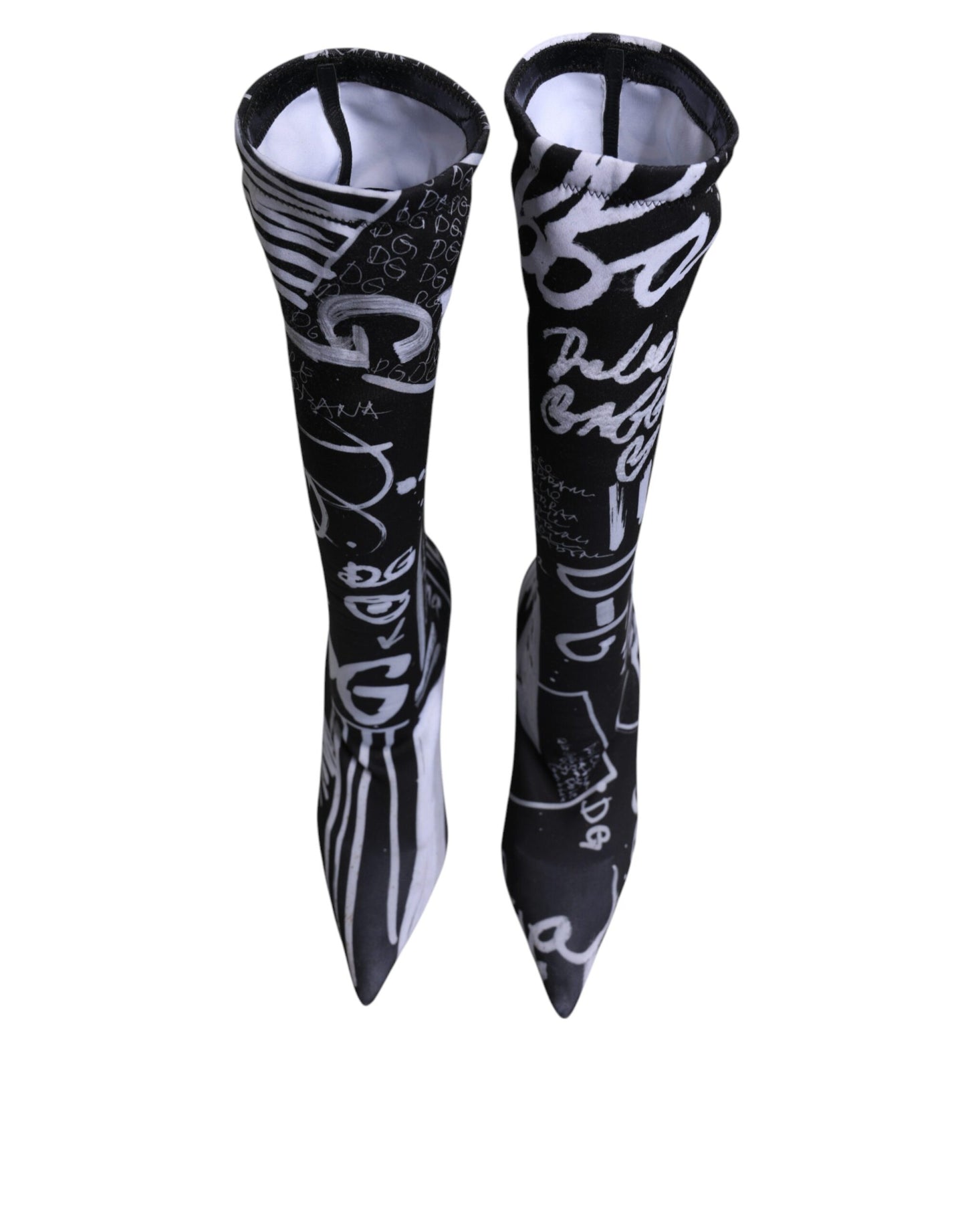 Dolce & Gabbana Black Logo Stretch Heels High Boots Shoes Dolce & Gabbana