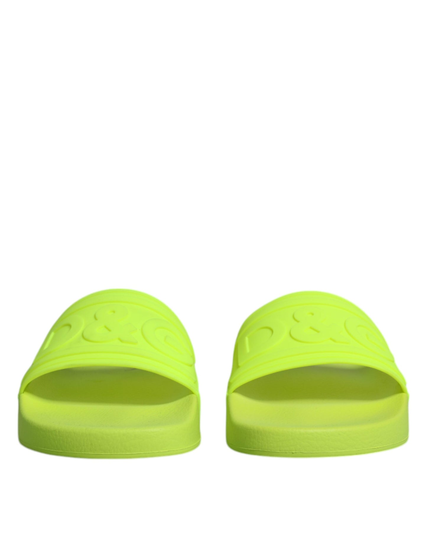 Dolce & Gabbana Green Rubber Slides Sandals Beachwear Shoes Dolce & Gabbana