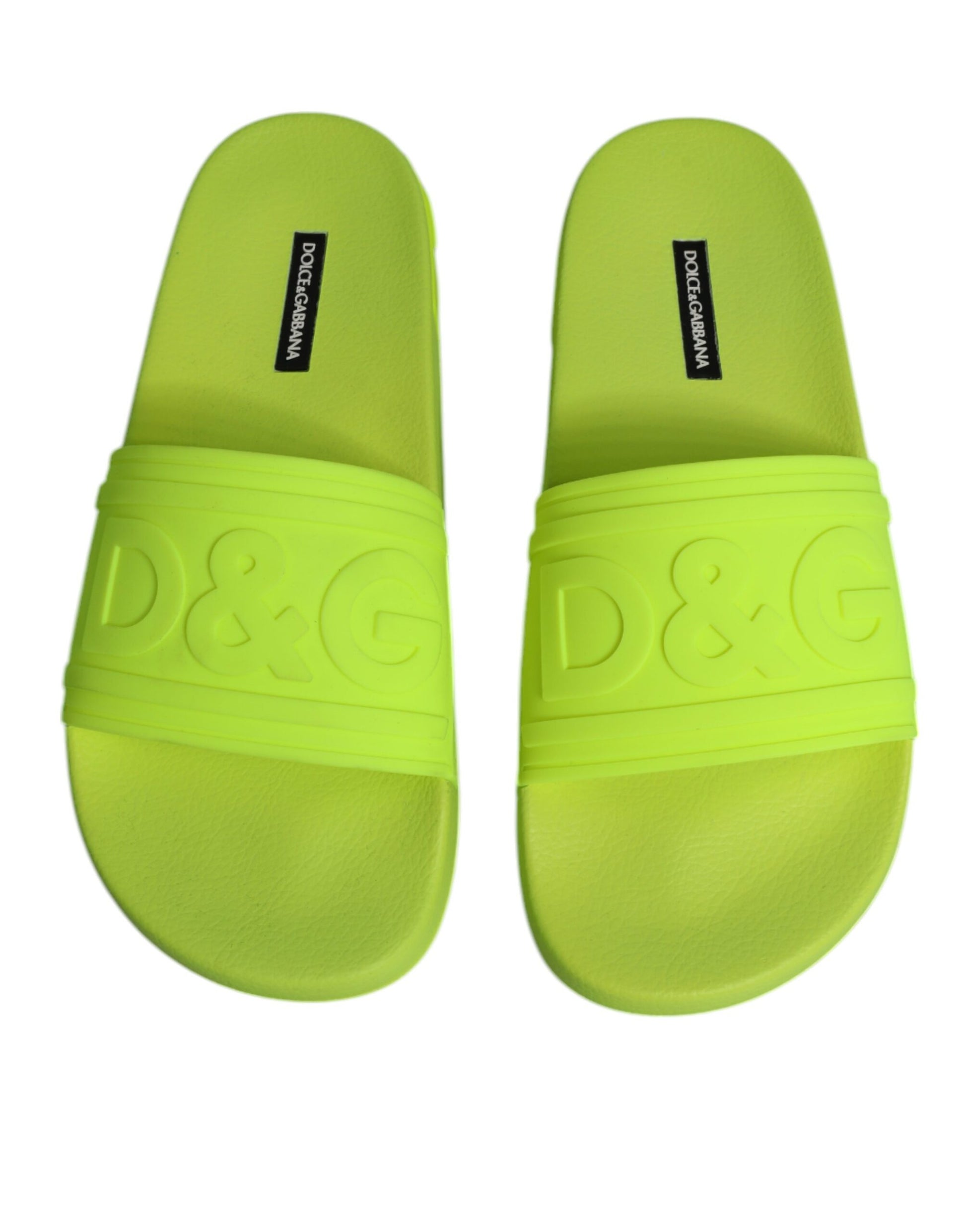 Dolce & Gabbana Green Rubber Slides Sandals Beachwear Shoes Dolce & Gabbana