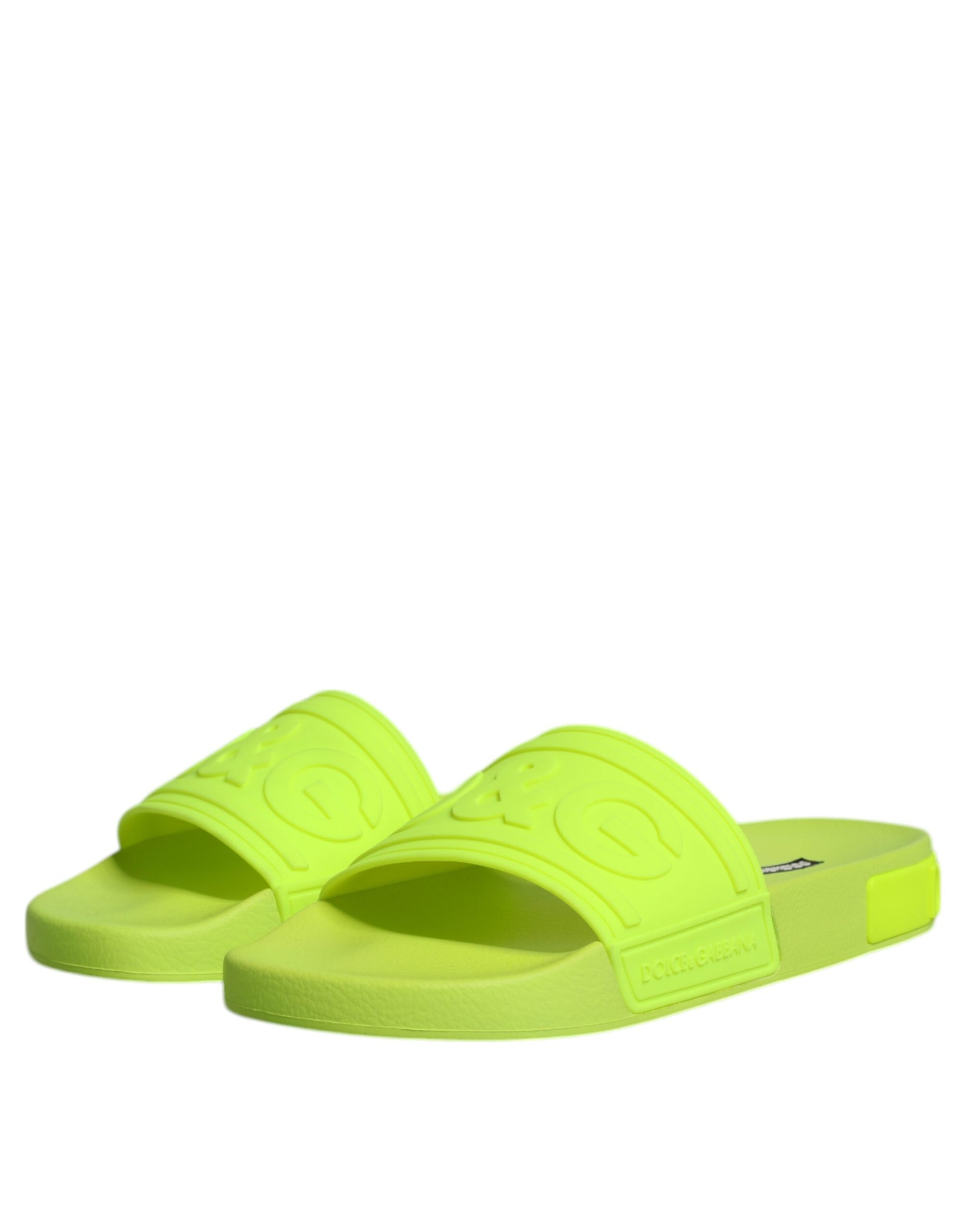 Dolce & Gabbana Green Rubber Slides Sandals Beachwear Shoes Dolce & Gabbana