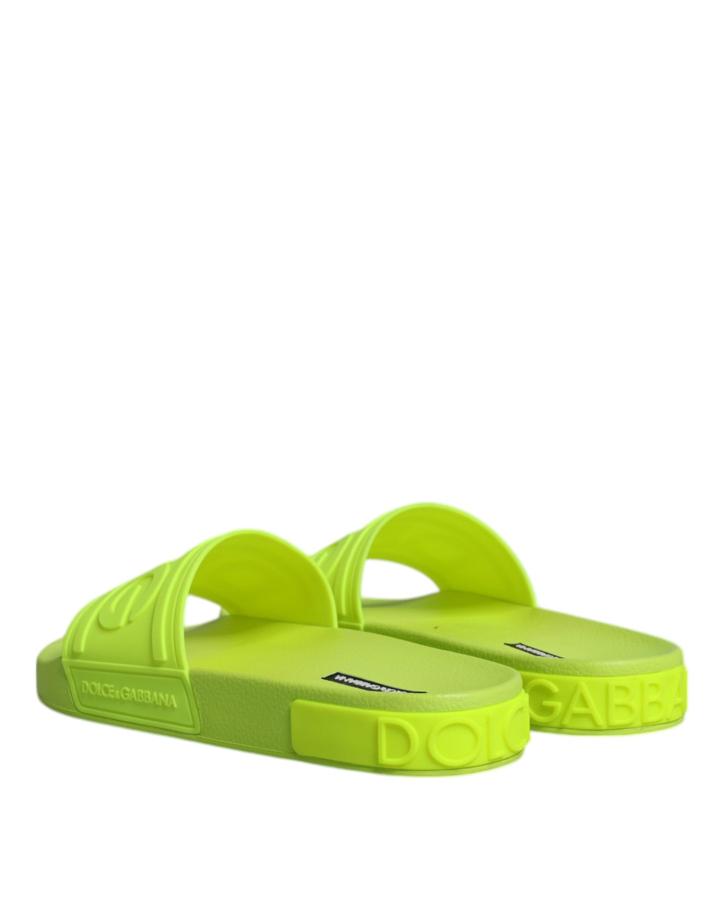 Dolce & Gabbana Green Rubber Slides Sandals Beachwear Shoes Dolce & Gabbana