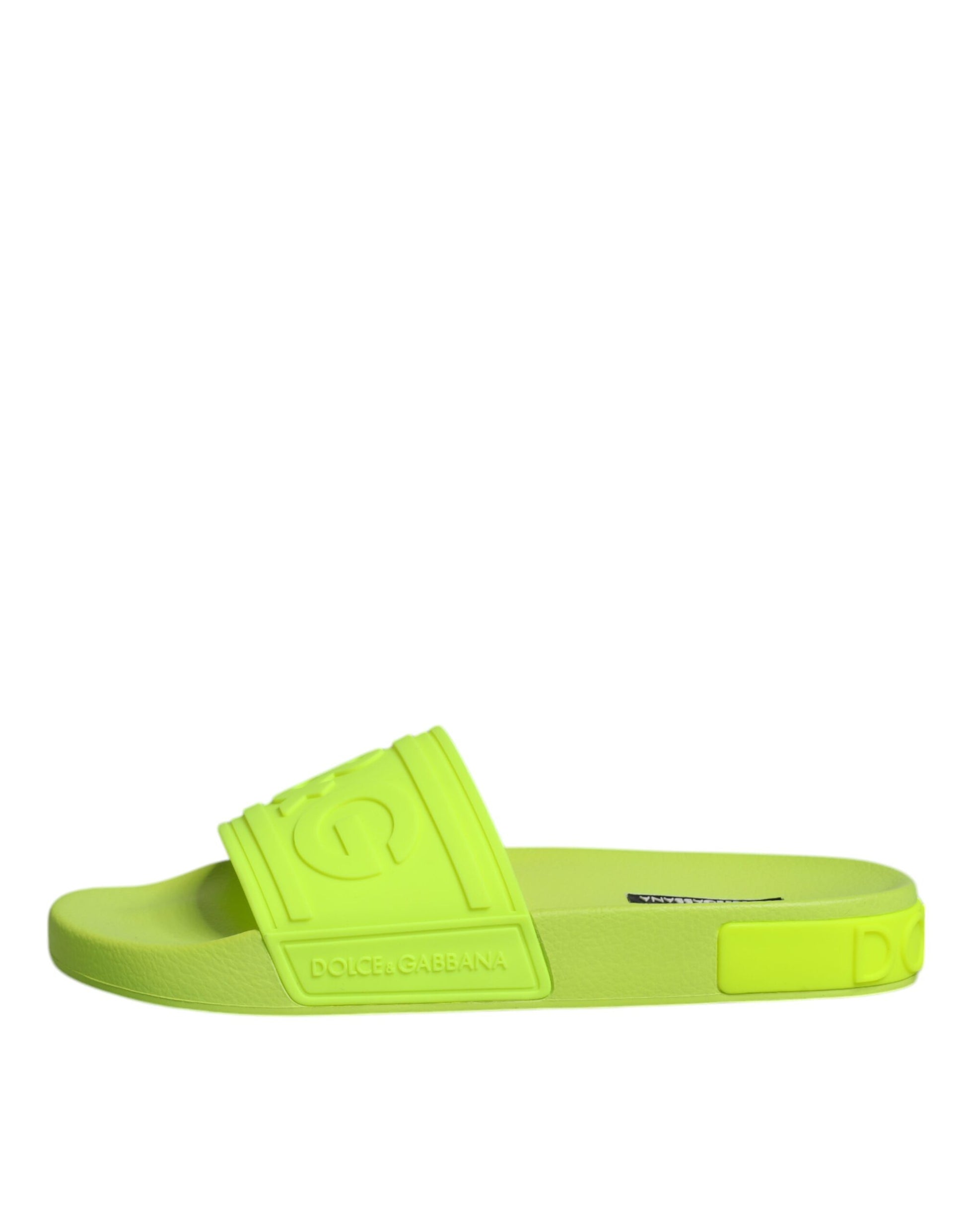 Dolce & Gabbana Green Rubber Slides Sandals Beachwear Shoes Dolce & Gabbana