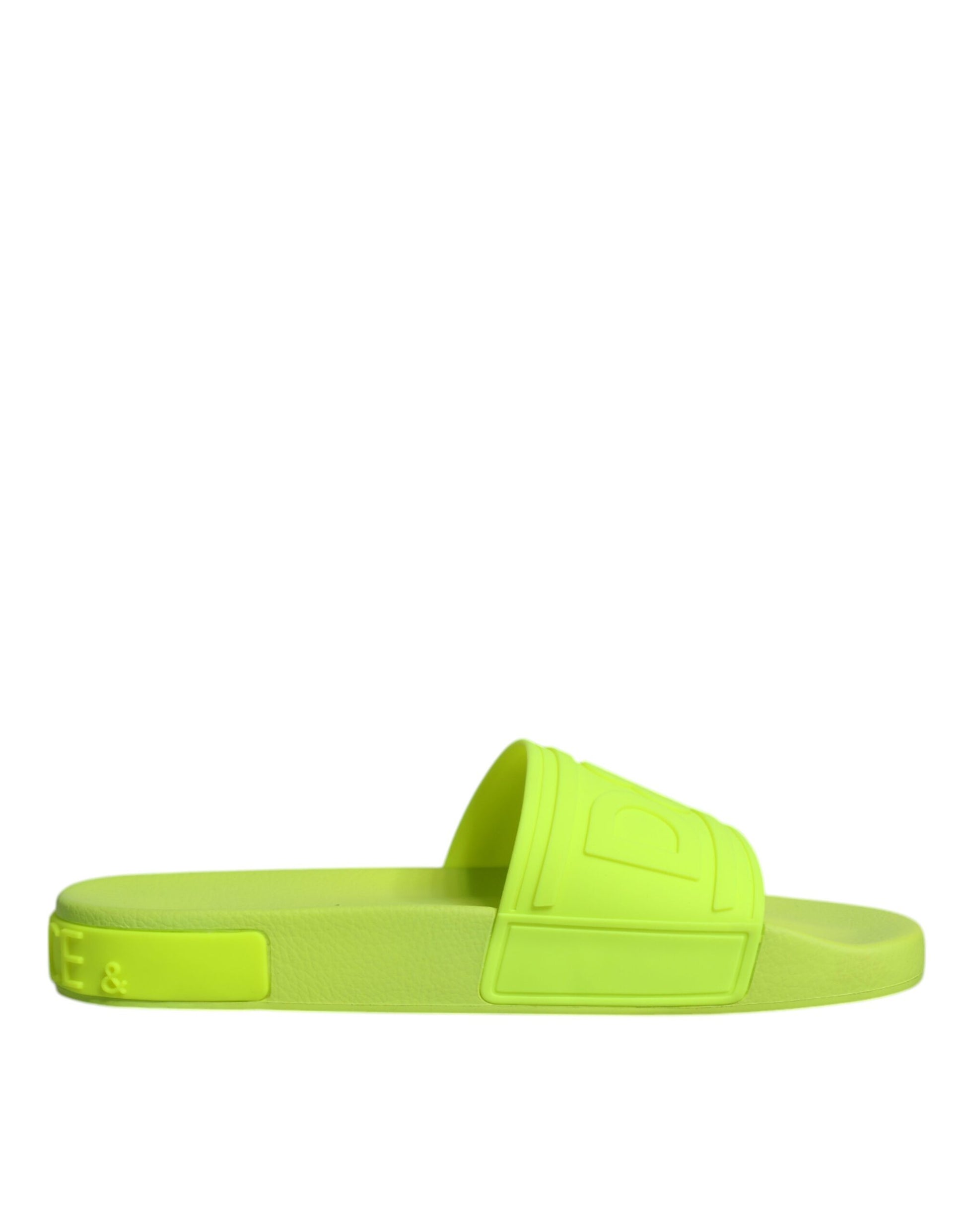 Dolce & Gabbana Green Rubber Slides Sandals Beachwear Shoes Dolce & Gabbana