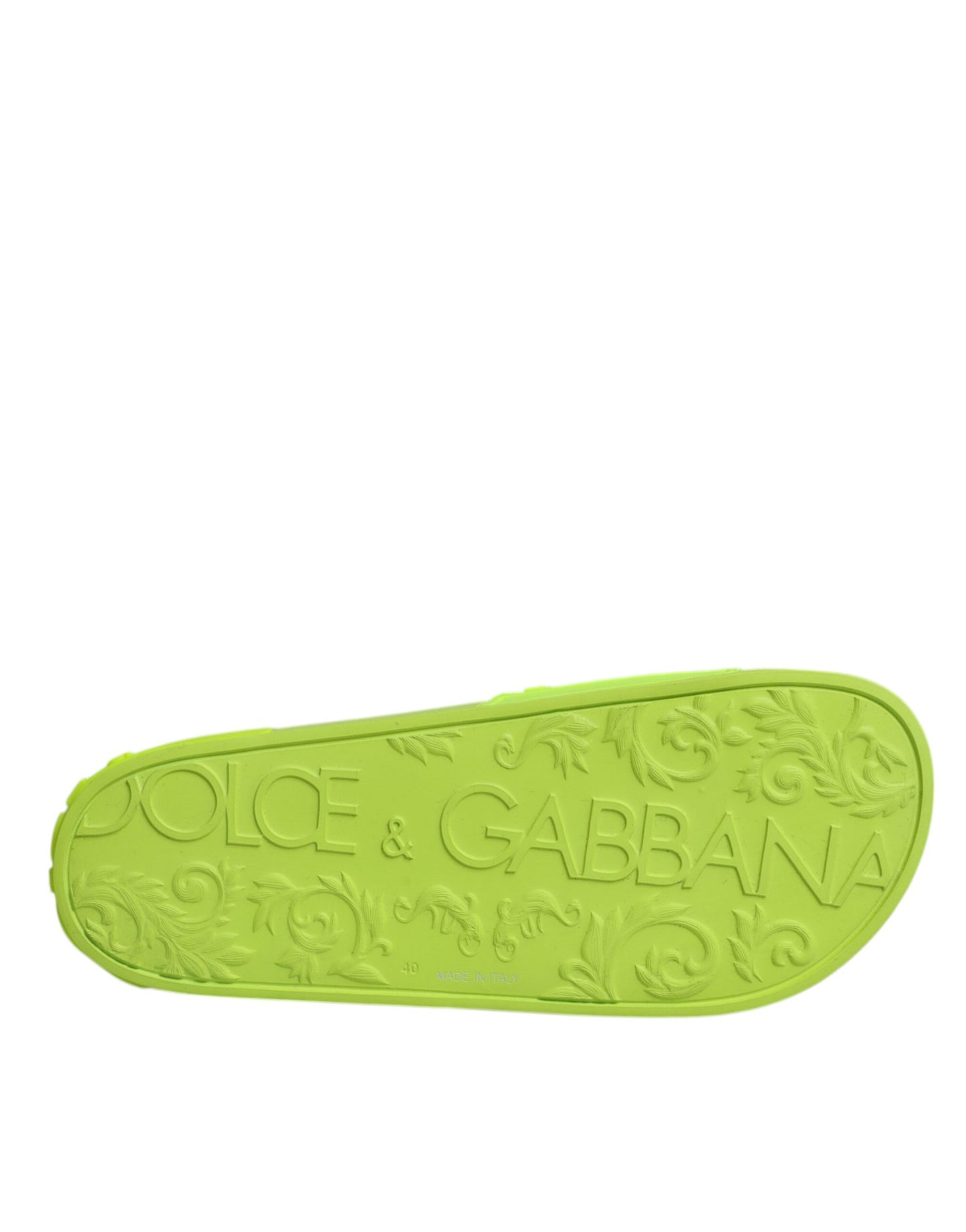 Dolce & Gabbana Green Rubber Slides Sandals Beachwear Shoes Dolce & Gabbana