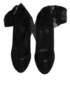 Dolce & Gabbana Black Nylon Mesh Sock Style Boots Shoes - Eljoys Fashion 