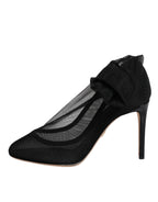 Dolce & Gabbana Black Nylon Mesh Sock Style Boots Shoes - Eljoys Fashion 