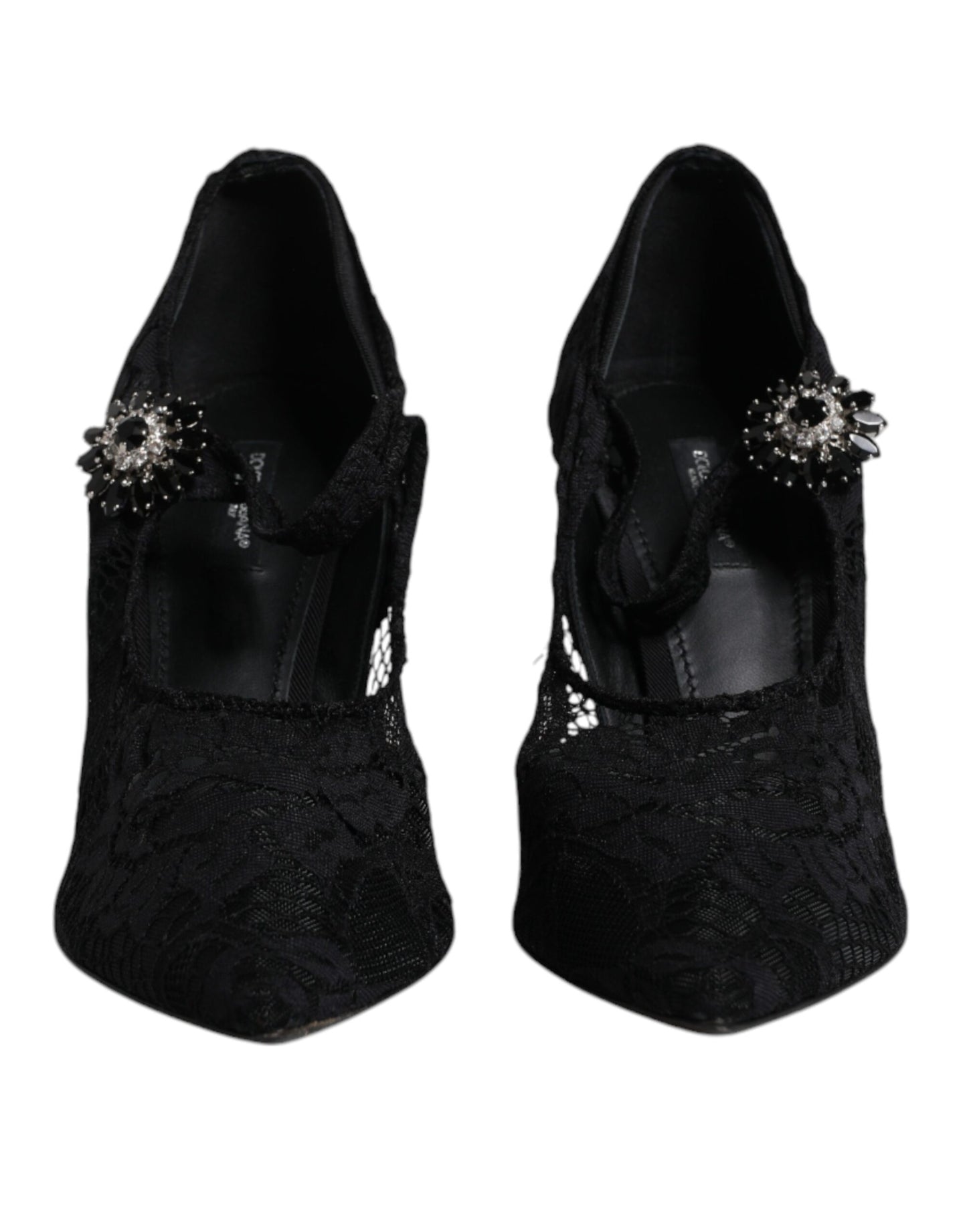 Dolce & Gabbana Black Lace Crystals Mary Jane Pumps Shoes Dolce & Gabbana