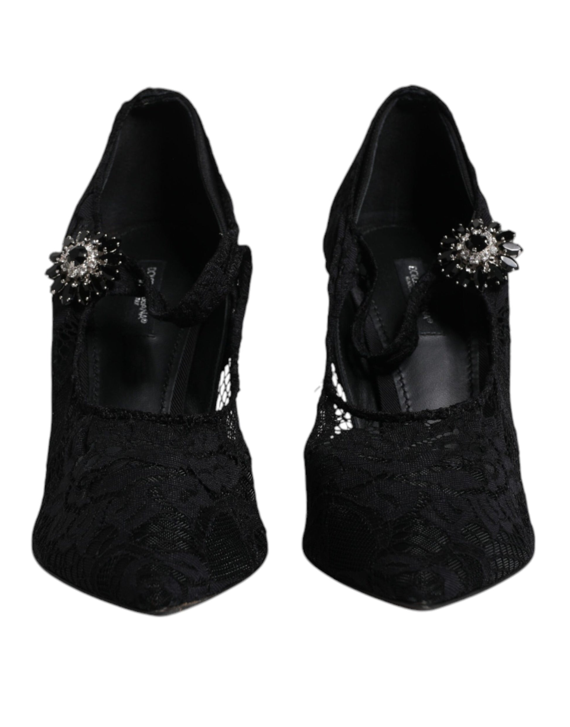 Dolce & Gabbana Black Lace Crystals Mary Jane Pumps Shoes Dolce & Gabbana