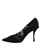 Dolce & Gabbana Black Lace Crystals Mary Jane Pumps Shoes - Eljoys Fashion 