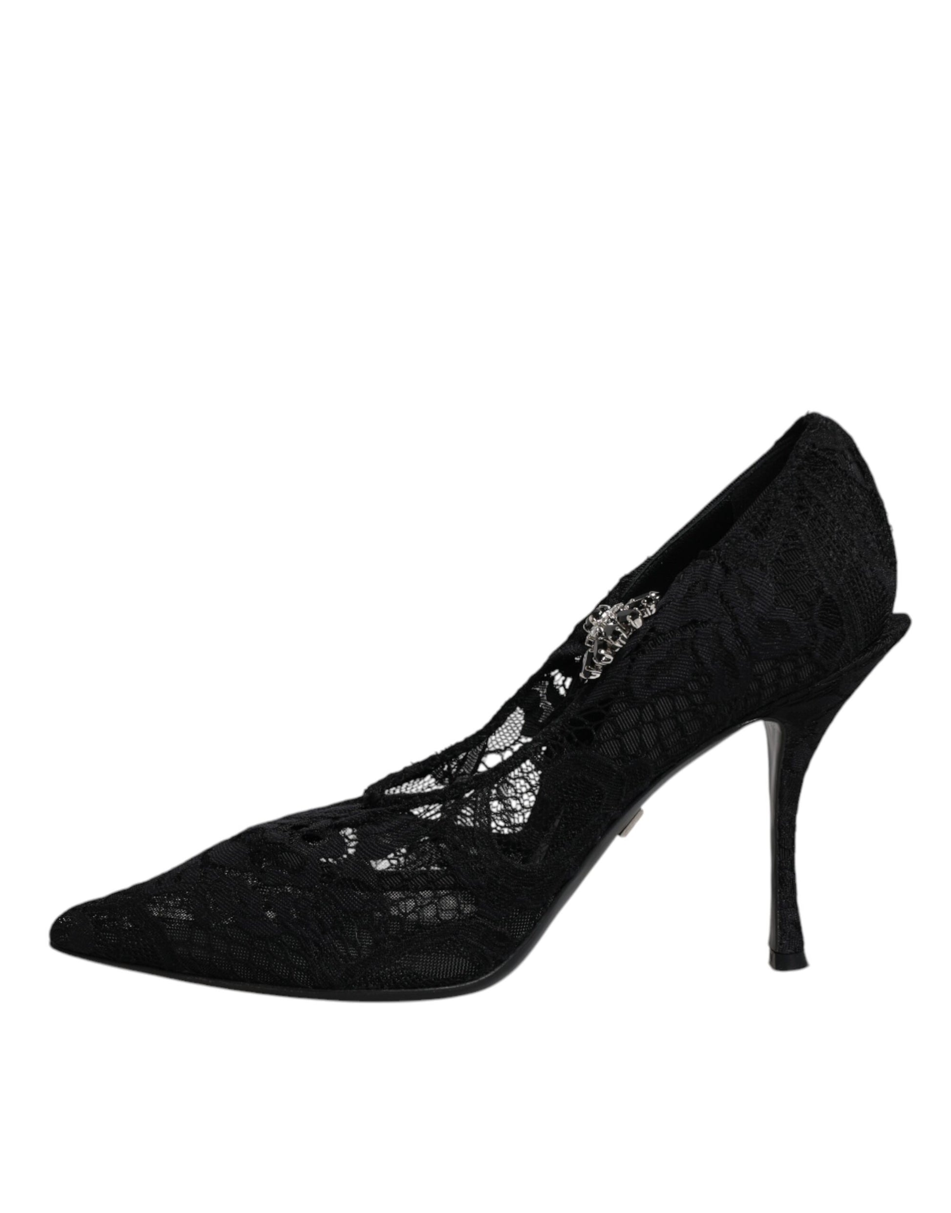 Dolce & Gabbana Black Lace Crystals Mary Jane Pumps Shoes Dolce & Gabbana