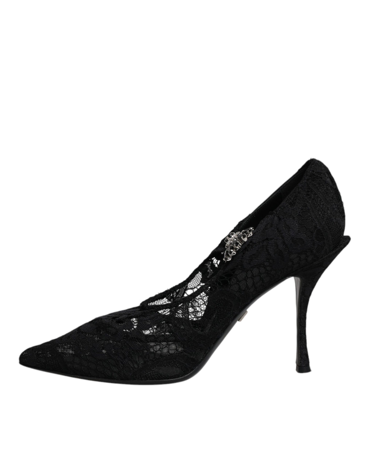 Dolce & Gabbana Black Lace Crystals Mary Jane Pumps Shoes - Eljoys Fashion 