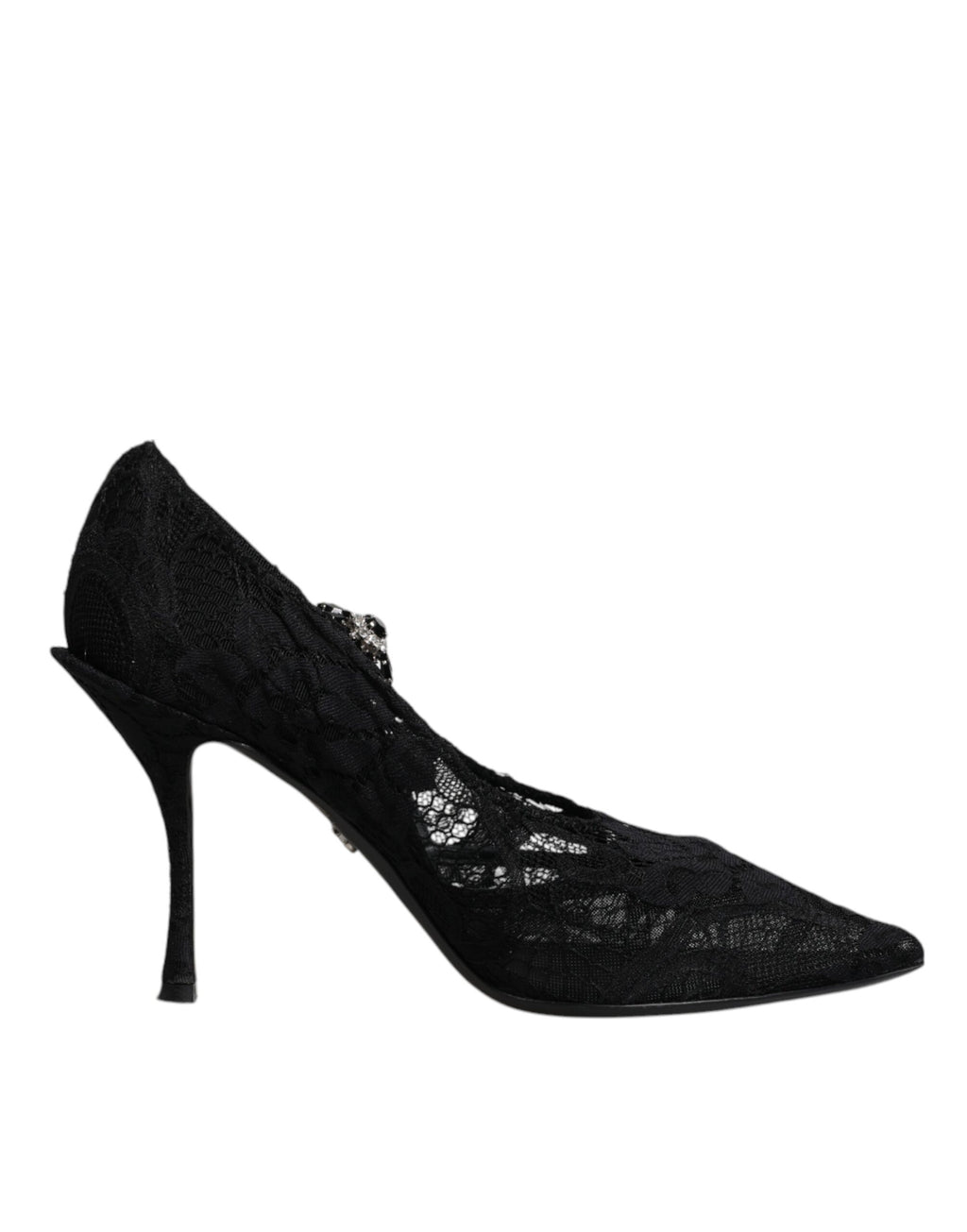 Dolce & Gabbana Black Lace Crystals Mary Jane Pumps Shoes - Eljoys Fashion 