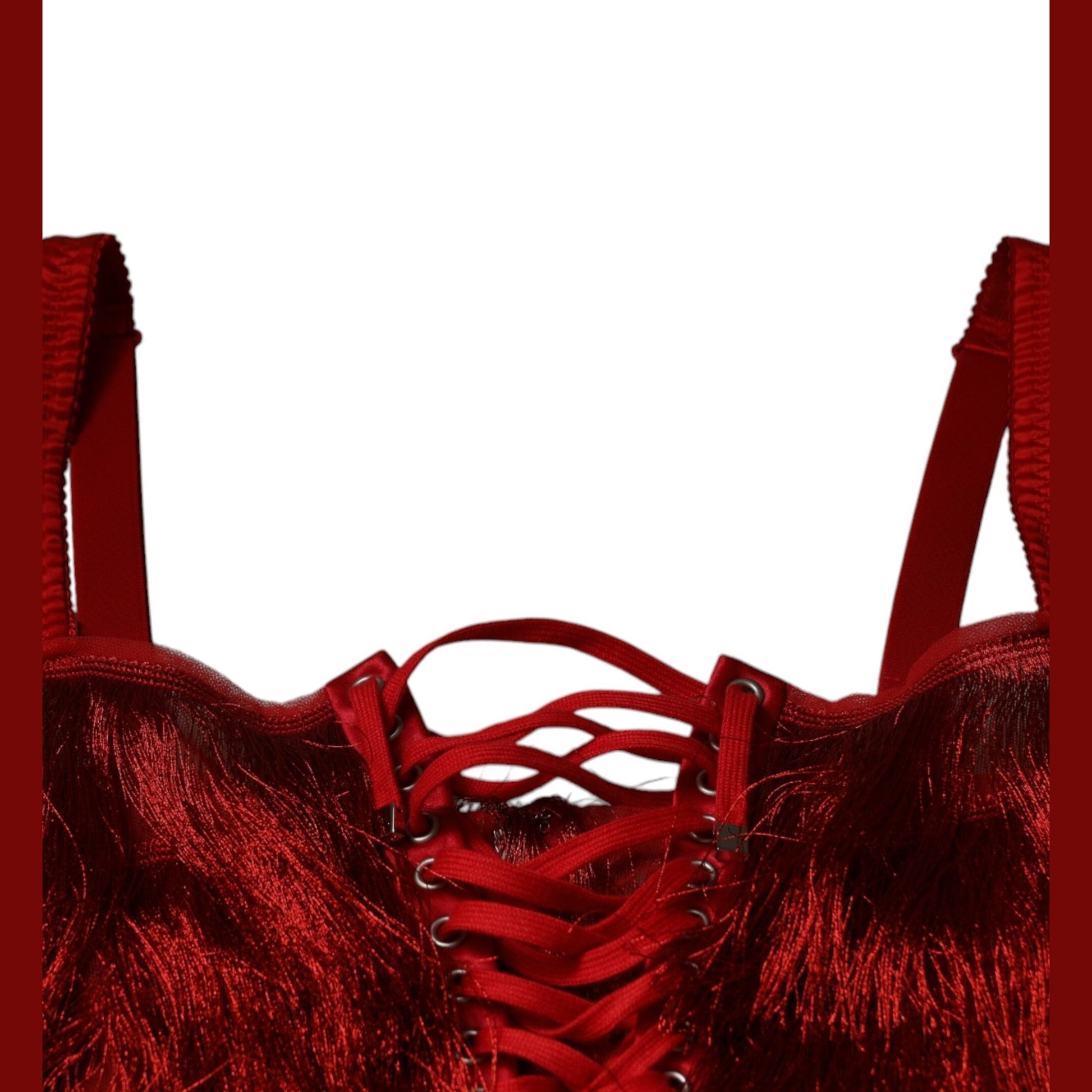 Dolce & Gabbana Red Lace Tassel Sleeveless Sheath Mini Dress Dolce & Gabbana