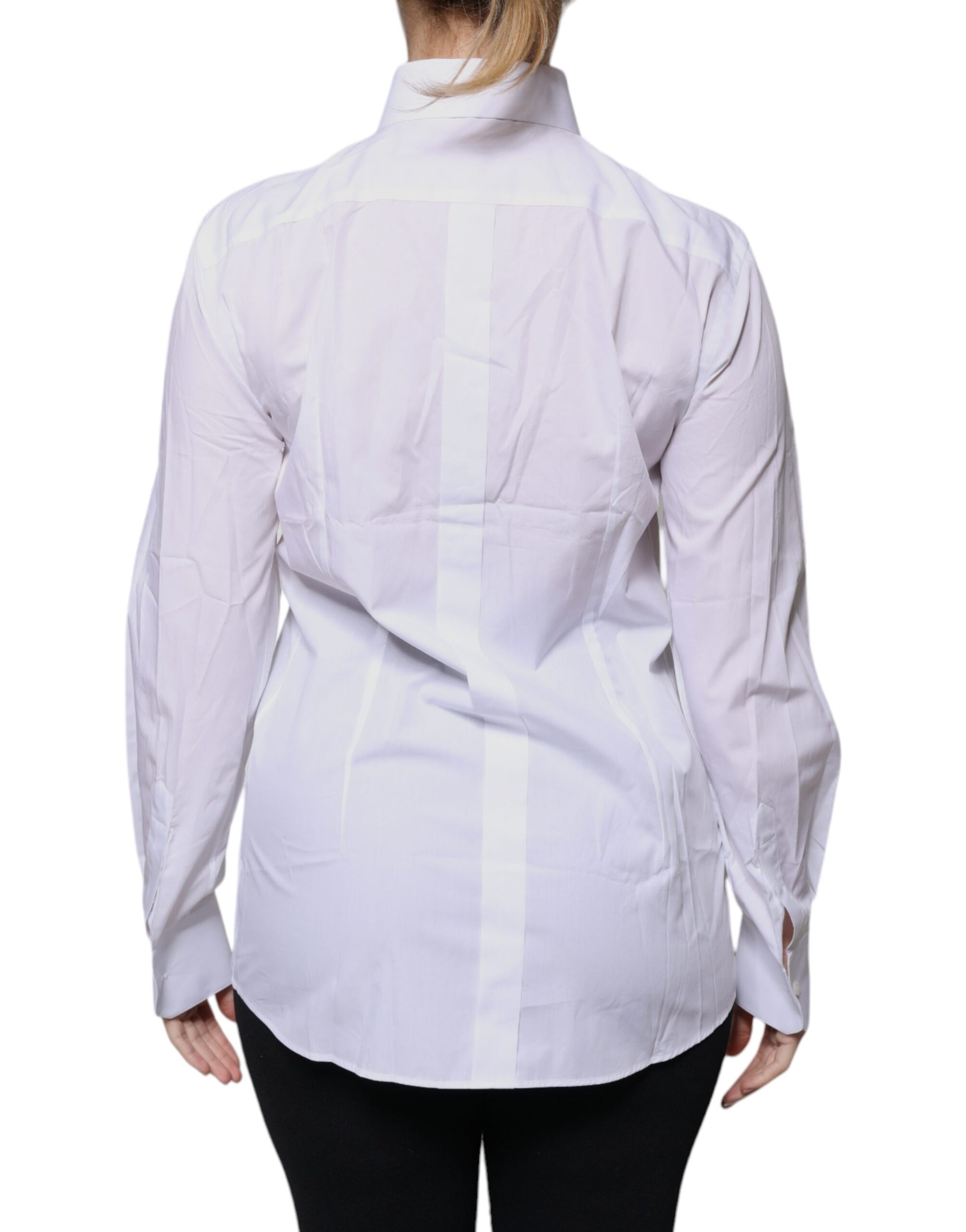 Dolce & Gabbana White Cotton Collared Long Sleeves Shirt Top Dolce & Gabbana