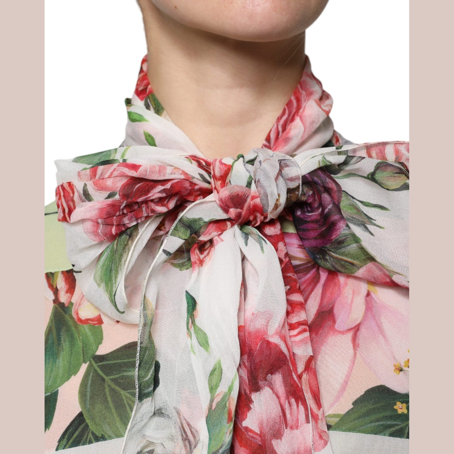 Dolce & Gabbana Multicolor Floral Patchwork Ascot Collar Top Dolce & Gabbana
