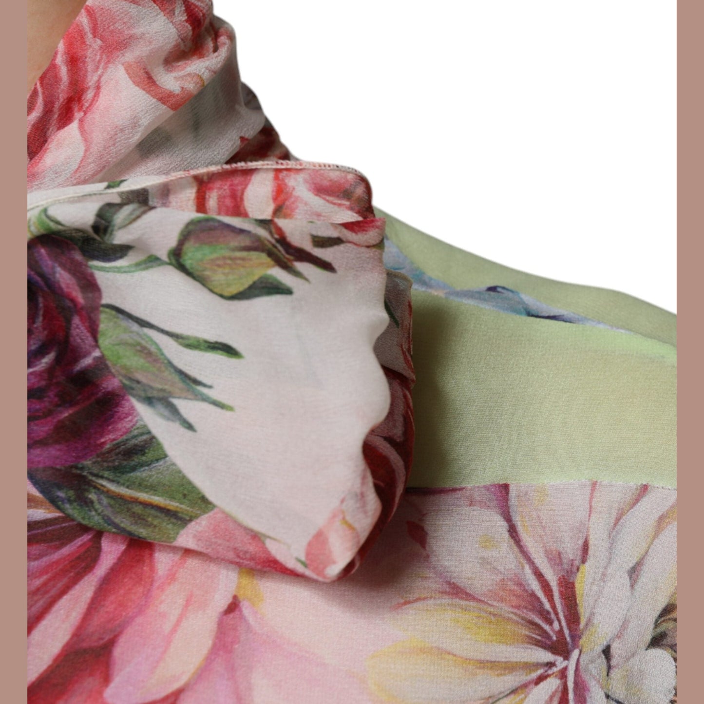 Dolce & Gabbana Multicolor Floral Patchwork Ascot Collar Top Dolce & Gabbana