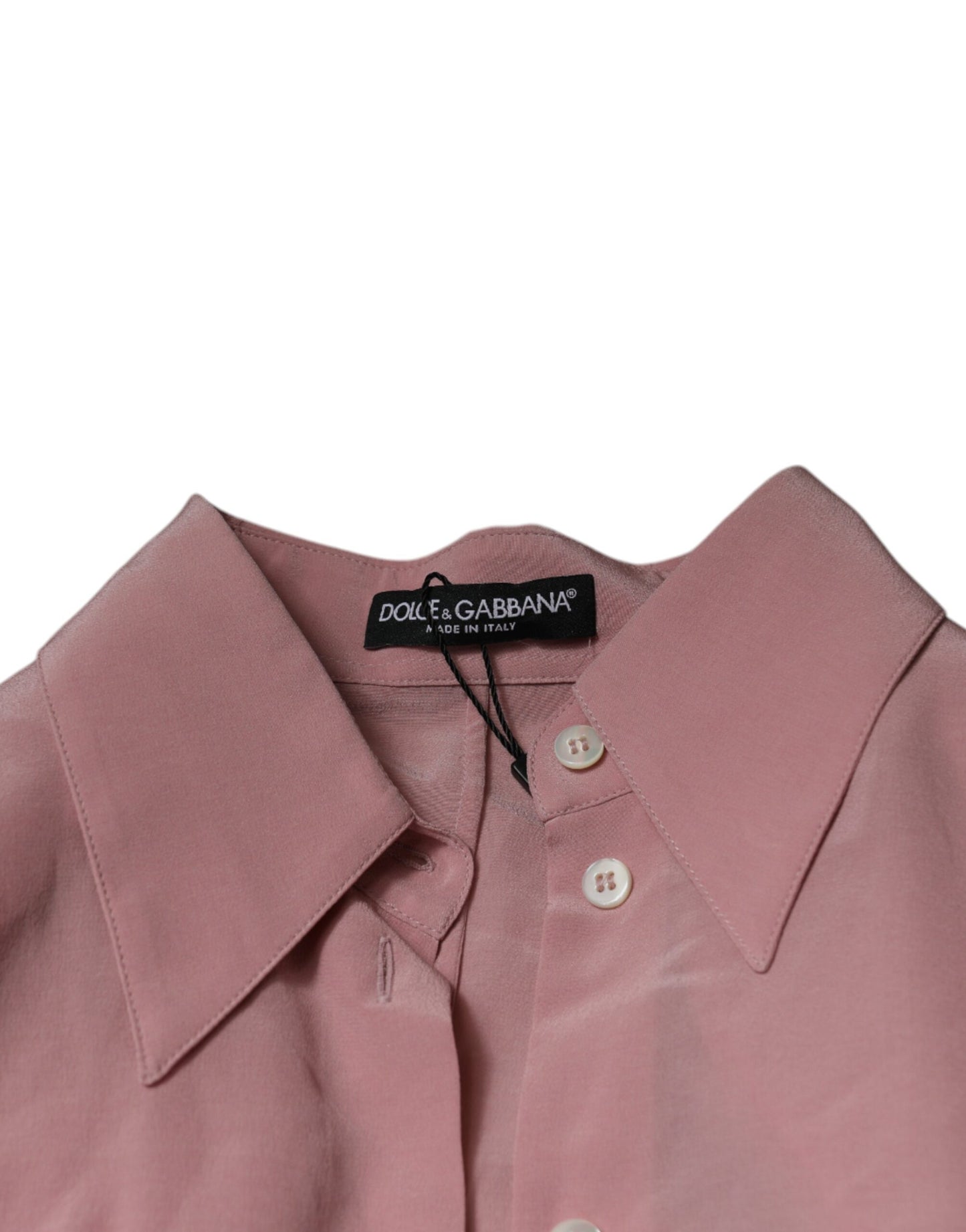 Dolce & Gabbana Pink Cotton Long Sleeves Collared Blouse Top Dolce & Gabbana