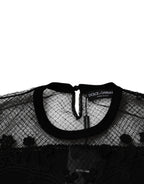 Dolce & Gabbana Black Floral Lace Short Sleeves Blouse Top - Eljoys Fashion 