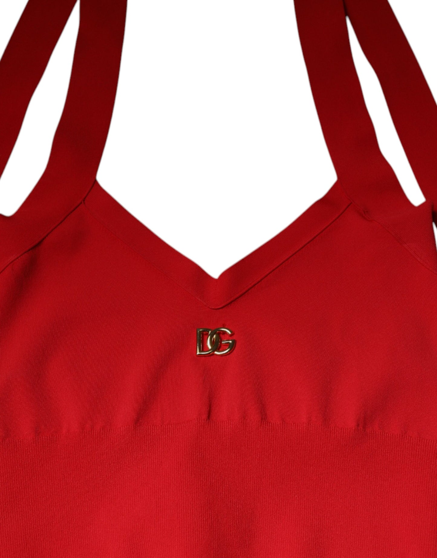Dolce & Gabbana Red Viscose Sleeveless Halter Cropped Tank Top Dolce & Gabbana