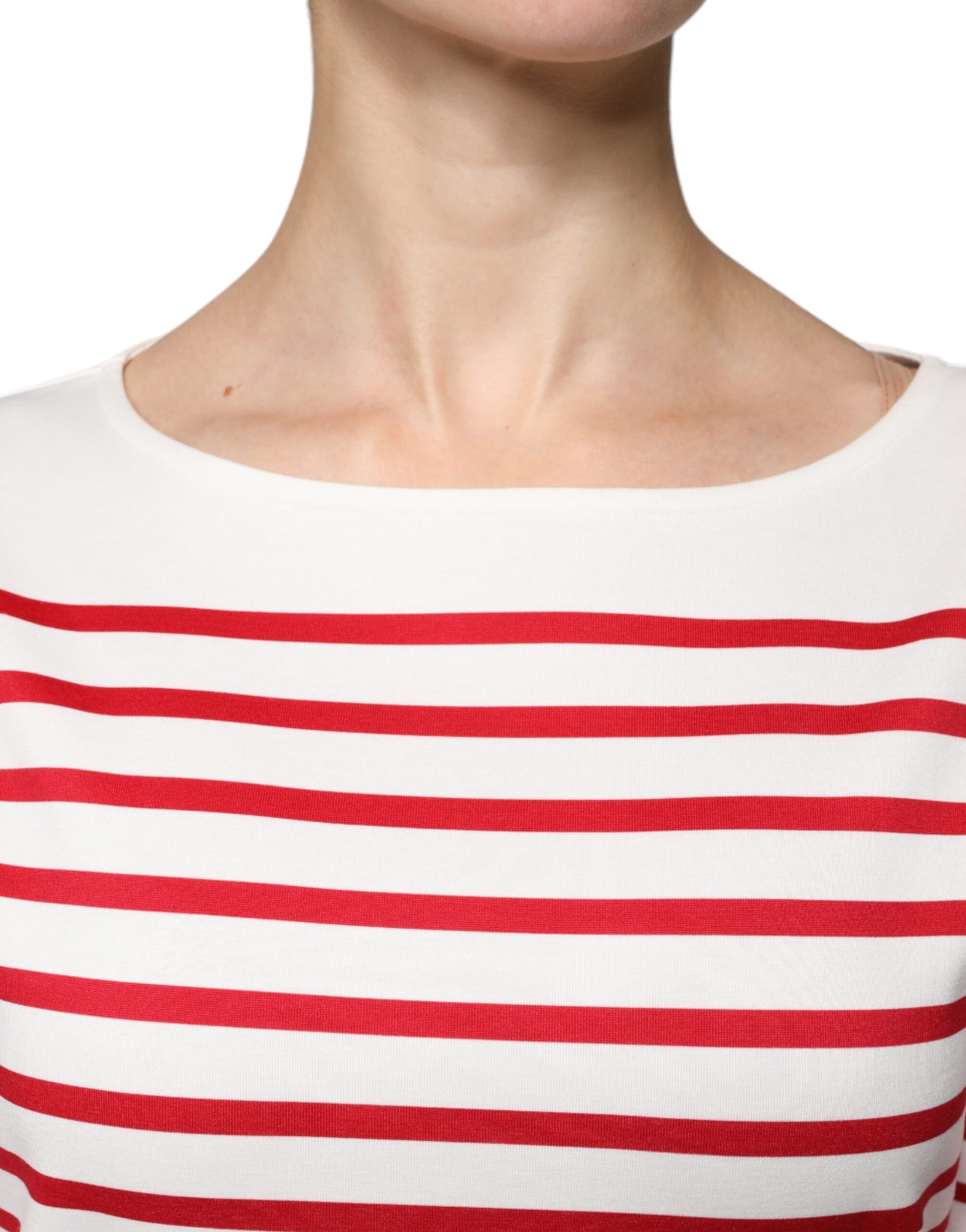 Dolce & Gabbana White Red Stripes Cotton Long Sleeves Top Dolce & Gabbana
