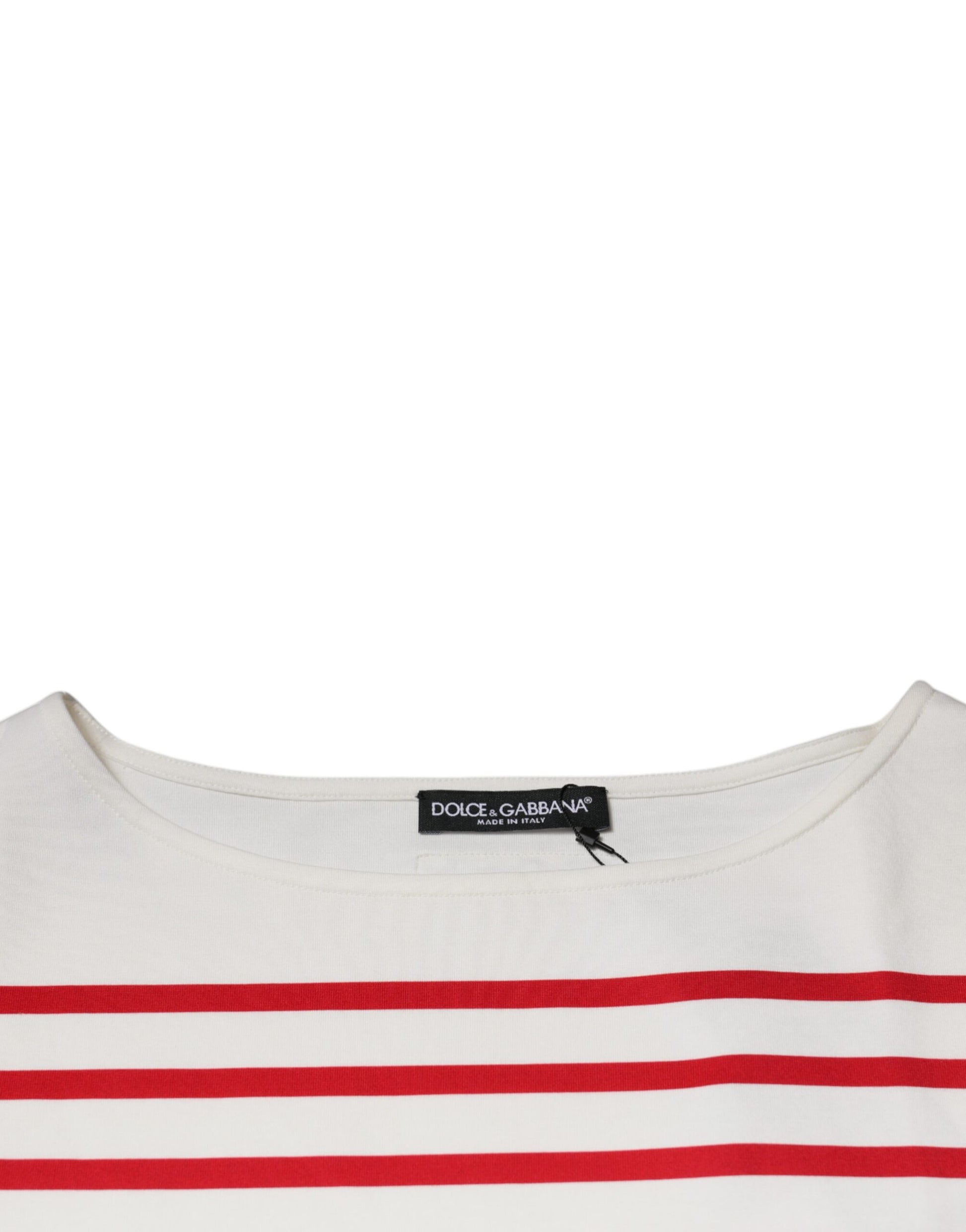 Dolce & Gabbana White Red Stripes Cotton Long Sleeves Top Dolce & Gabbana