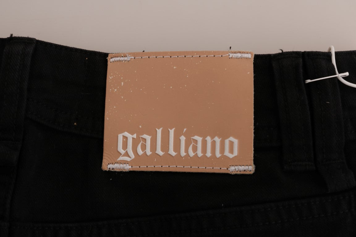 John Galliano Black Cotton Denim Stretch Regular Fit Jeans John Galliano