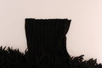 Dolce & Gabbana black fringes wool pullover sweater featuring a cozy fit and stylish fringe details.