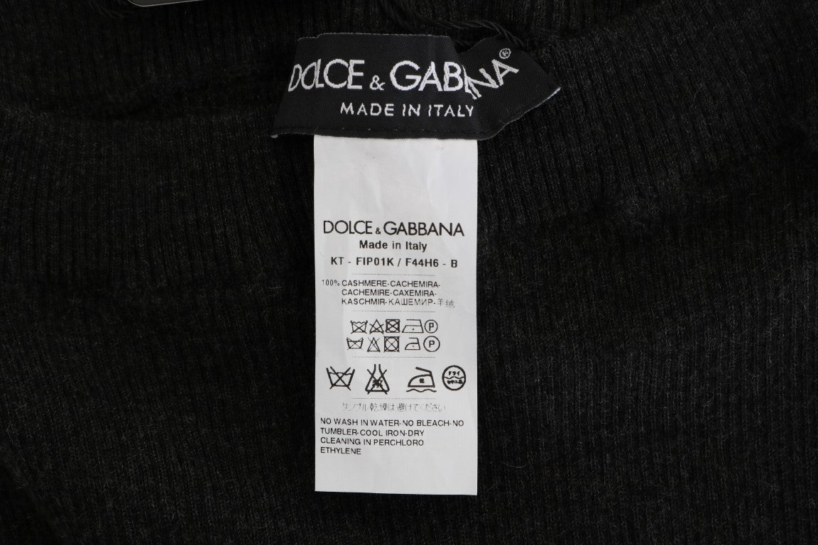 Dolce & Gabbana Gray Cashmere Ribbed Stretch Tights Dolce & Gabbana