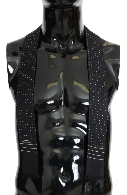Dolce & Gabbana Dark Blue Polka Dotted Silk Scarf Dolce & Gabbana