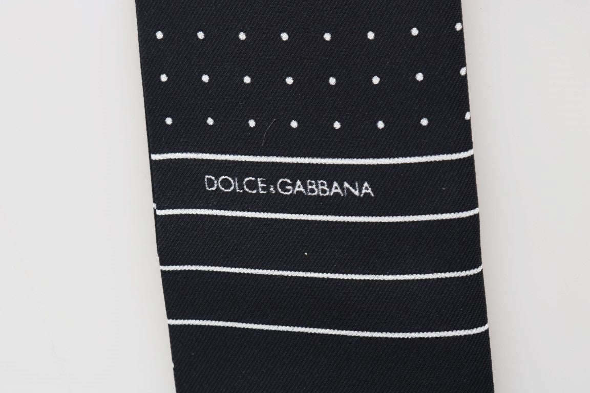 Dolce & Gabbana Dark Blue Polka Dotted Silk Scarf Dolce & Gabbana