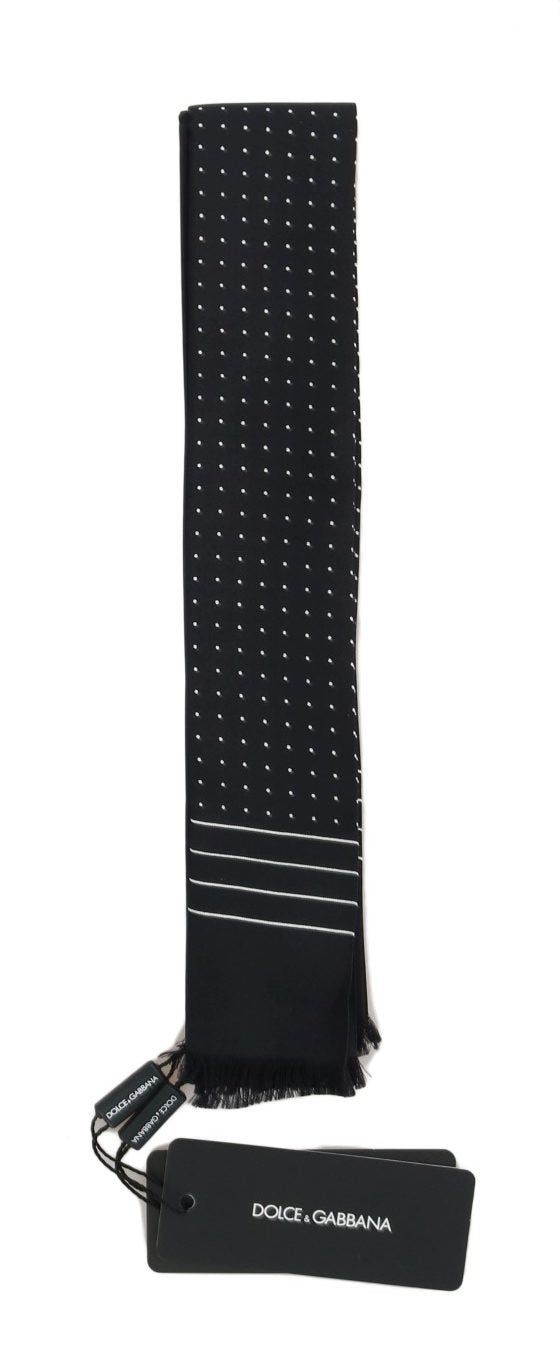 Dolce & Gabbana Dark Blue Polka Dotted Silk Scarf Dolce & Gabbana