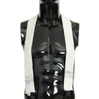 Dolce & Gabbana White Polka Dotted Silk Skinny Scarf