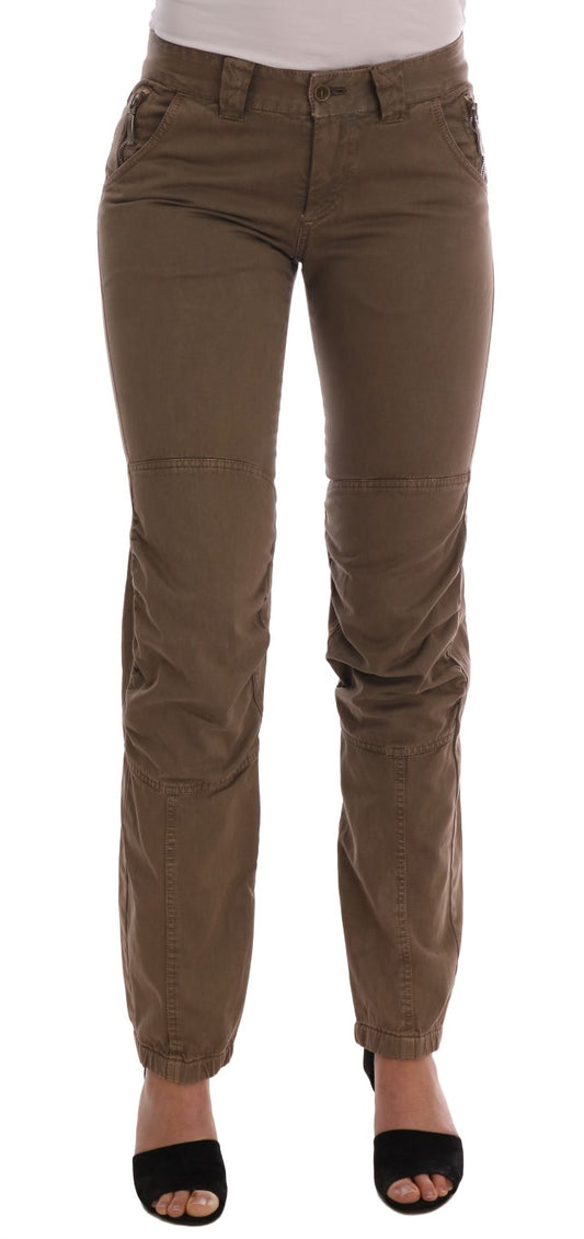 Ermanno Scervino Brown Cotton Casual Slim Fit Pants Ermanno Scervino