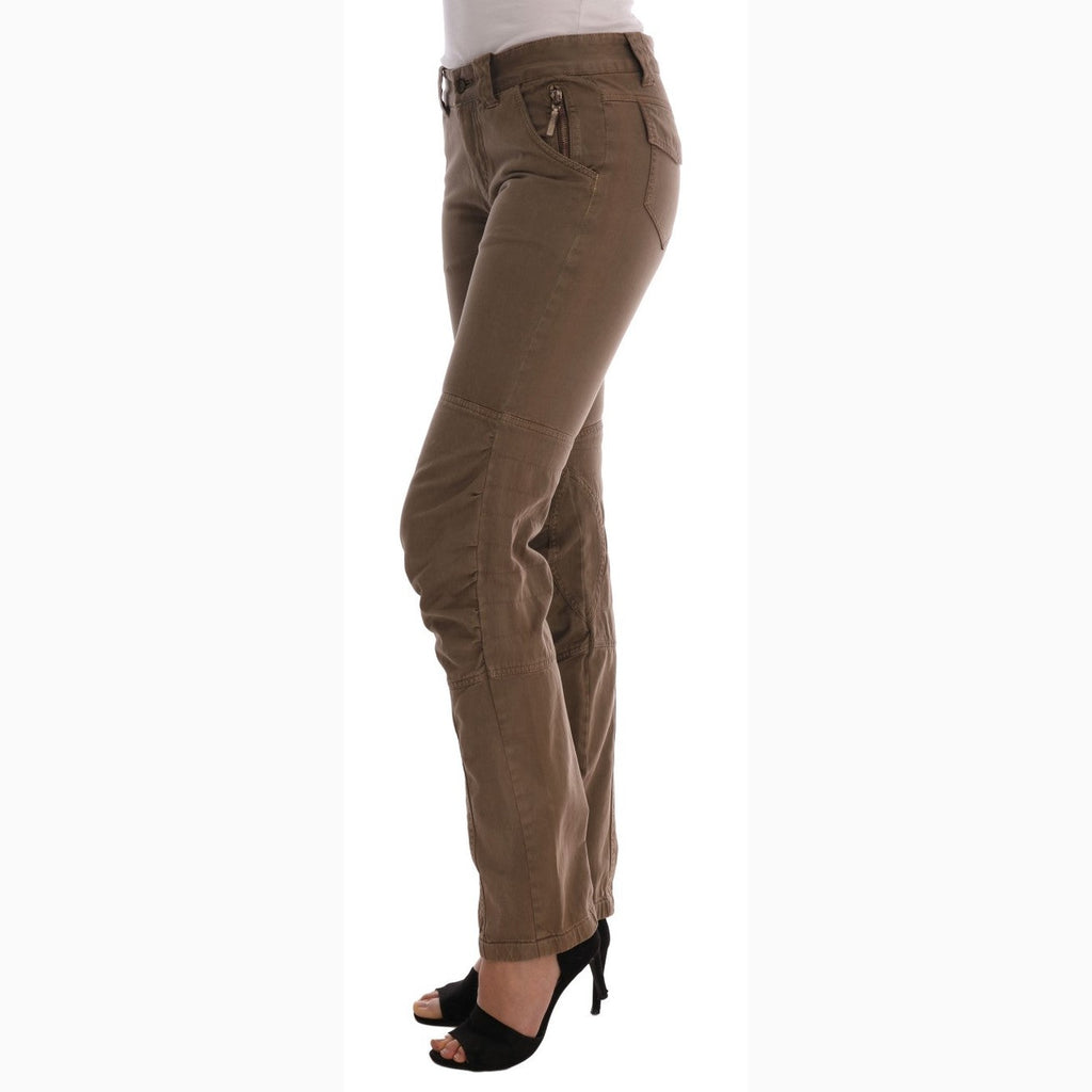 Ermanno Scervino Brown Cotton Casual Slim Fit Pants