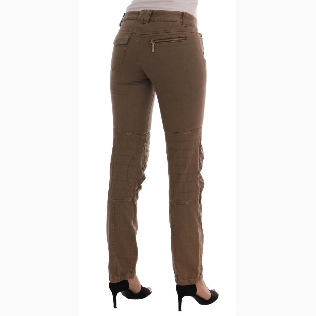 Ermanno Scervino Brown Cotton Casual Slim Fit Pants