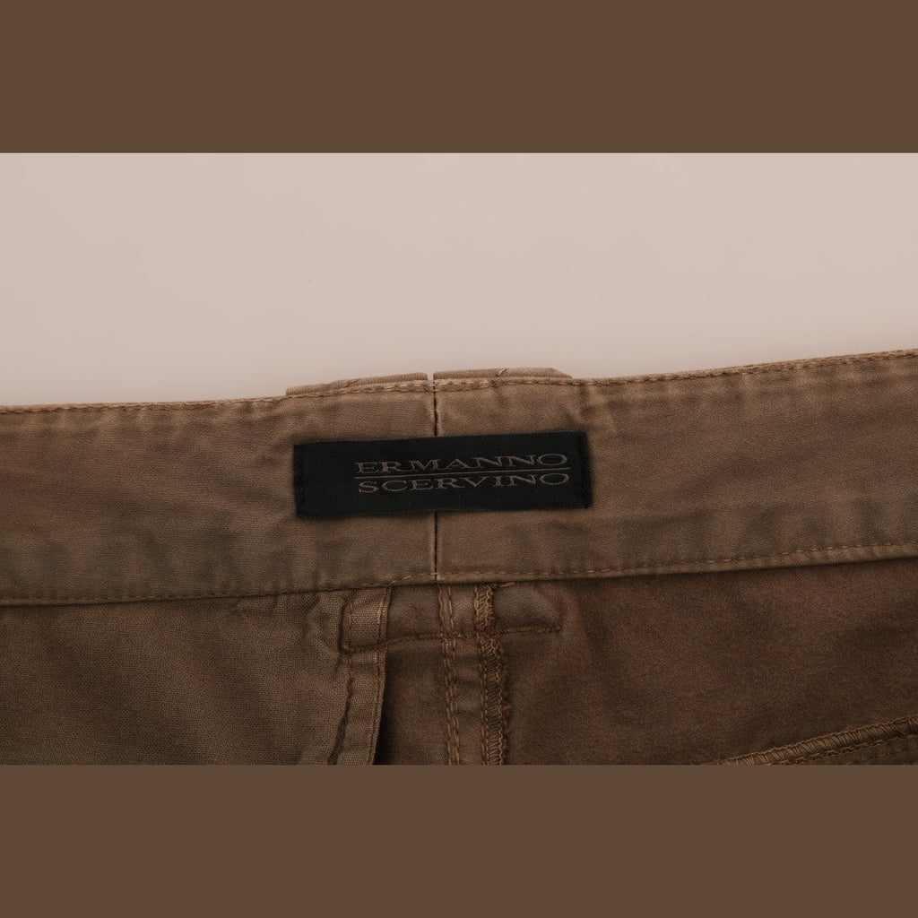 Ermanno Scervino Brown Cotton Casual Slim Fit Pants