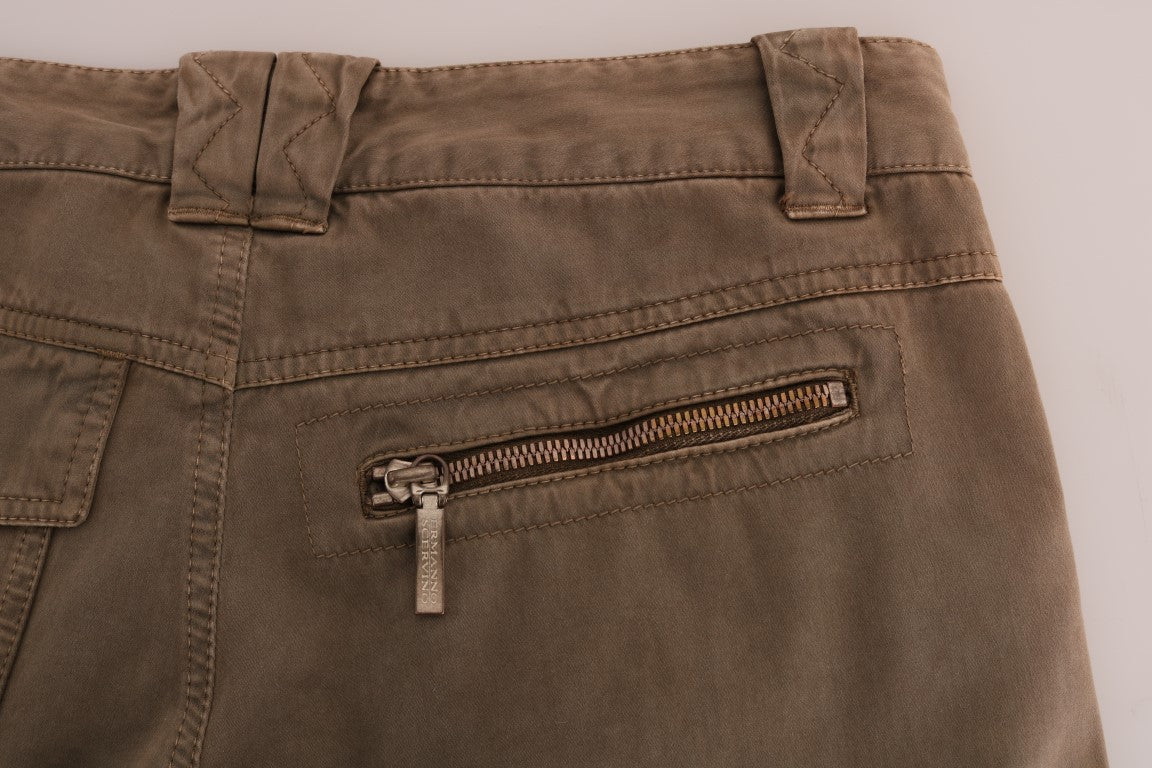 Ermanno Scervino Brown Cotton Casual Slim Fit Pants Ermanno Scervino