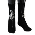 Dolce & Gabbana Black Knitted Floral Clear Crystal Socks