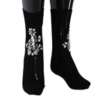 Dolce & Gabbana Black Knitted Floral Clear Crystal Socks