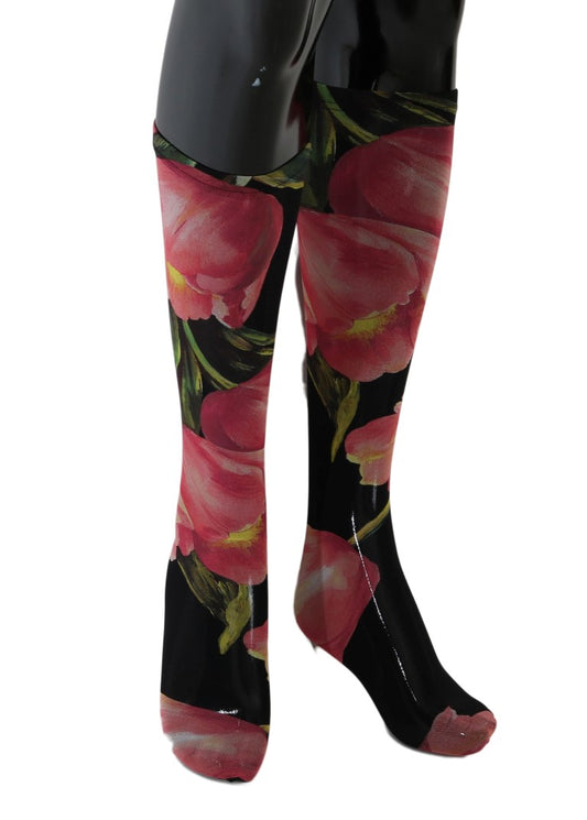 Dolce & Gabbana Multicolor Floral Tulip Nylon Socks Dolce & Gabbana
