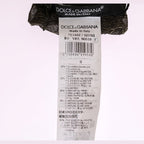 Dolce & Gabbana Black Stretch Floral Clear Crystal Socks