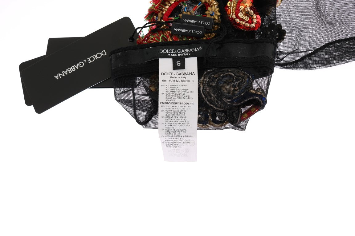 Dolce & Gabbana Black Stretch Carretto Crystal Socks Dolce & Gabbana