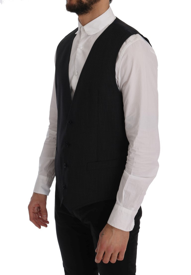 Dolce & Gabbana Gray Wool Stretch Vest Dolce & Gabbana
