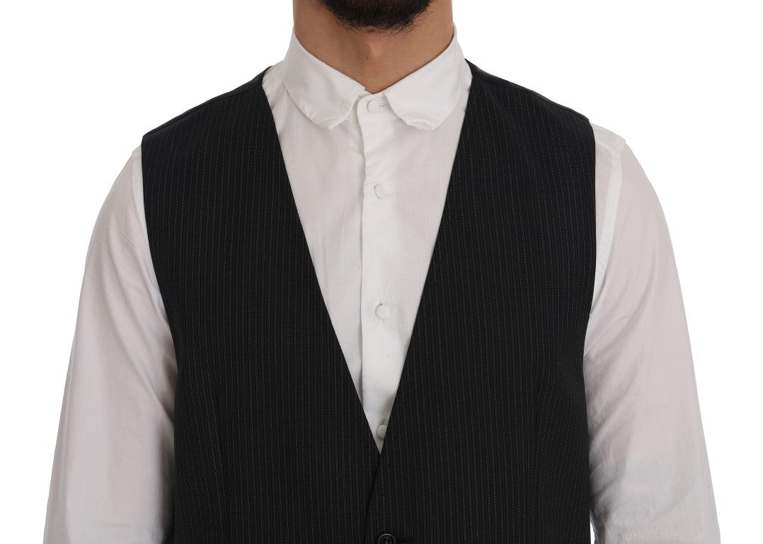 Dolce & Gabbana Gray Wool Stretch Vest Dolce & Gabbana