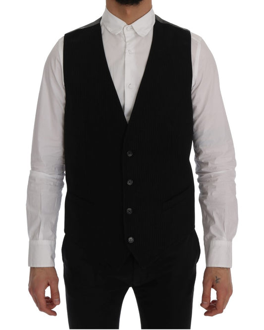 Dolce & Gabbana Black STAFF Cotton Rayon Vest Dolce & Gabbana