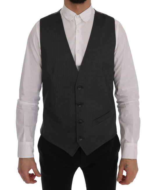 Dolce & Gabbana Gray STAFF Cotton Rayon Vest Dolce & Gabbana