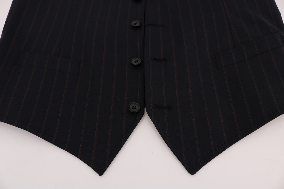 Dolce & Gabbana Blue Wool Stretch Vest Dolce & Gabbana