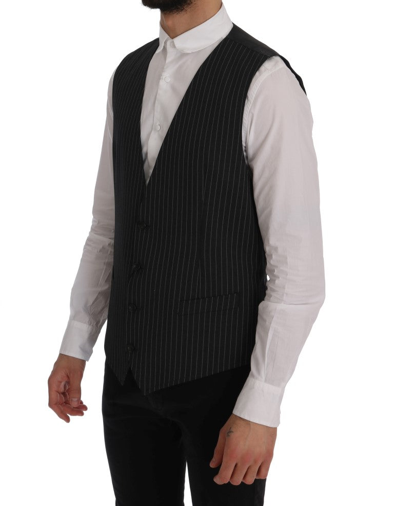 Dolce & Gabbana Gray Wool Stretch Vest Dolce & Gabbana