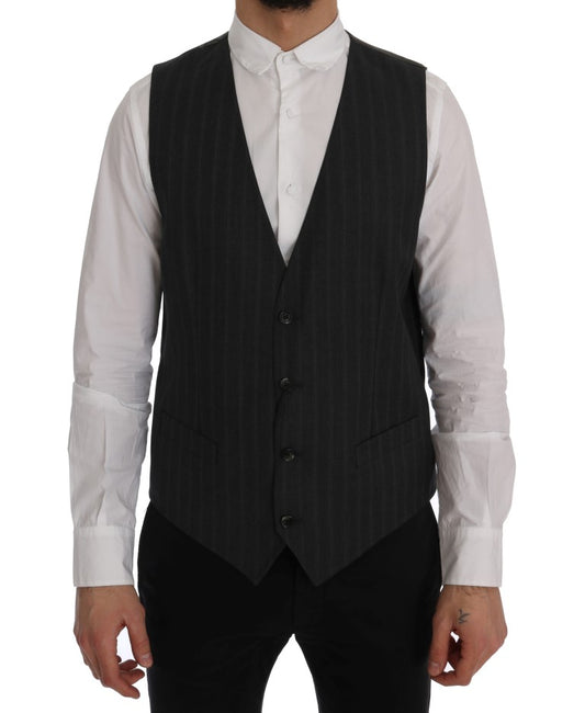 Dolce & Gabbana Gray STAFF Wool Stretch Vest Dolce & Gabbana
