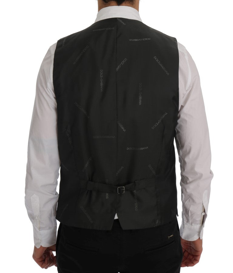 Dolce & Gabbana Gray STAFF Wool Stretch Vest Dolce & Gabbana